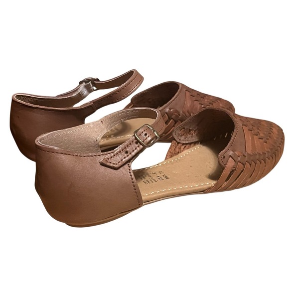 Mexican Huaraches Leather Handmade Woven Flats,‎ Sandals Woman's Sz 8 Brown - Picture 3 of 14